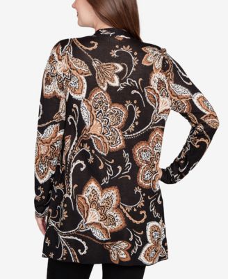 Petite Floral Jacquard Cardigan Sweater 