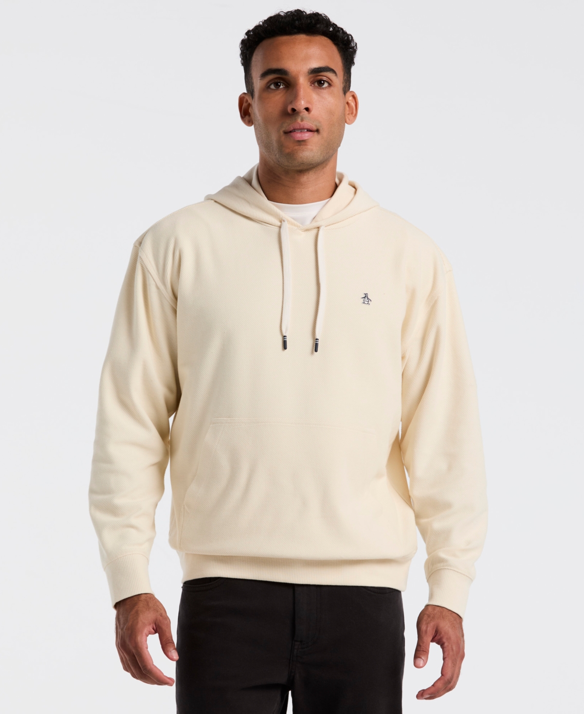Original Penguin Men's Knit Twill Long Sleeve Hoodie In Neutral