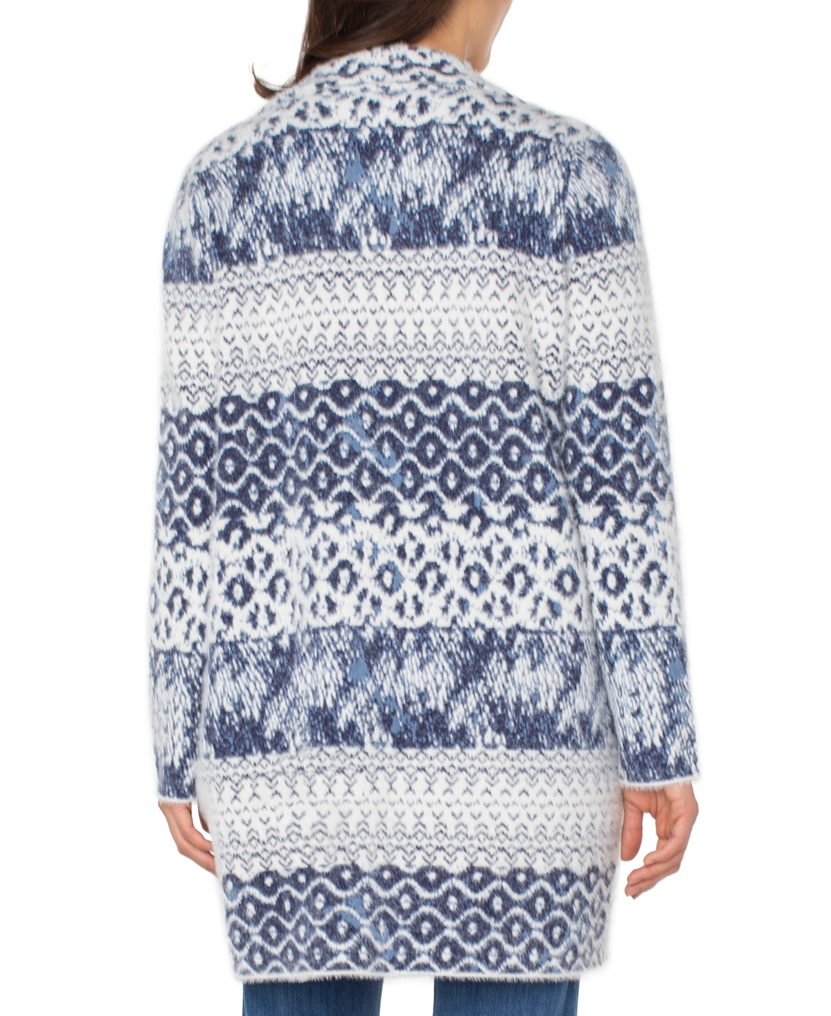 Liverpool Los Angeles Petite Open Front Coat Sweater In Blue
