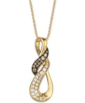 Le Vian - Nude Diamond & Chocolate Diamond Double Swirl Adjustable 20" Pendant Necklace (5/8 ct. t.w.) in 14k Gold