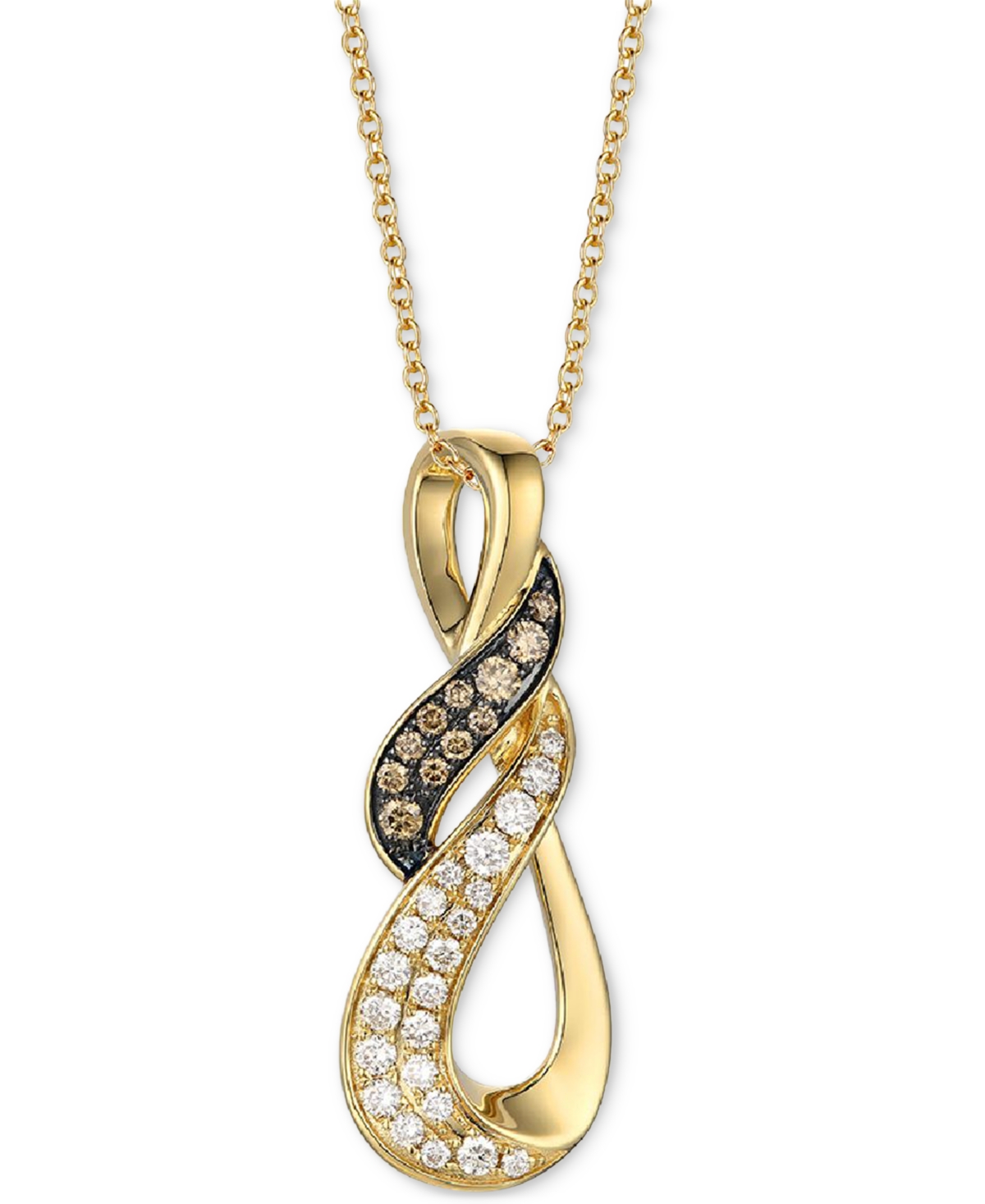 Le Vian Nude Diamond & Chocolate Diamond Double Swirl Adjustable 20" Pendant Necklace (5/8 ct. t.w.) in 14k Gold