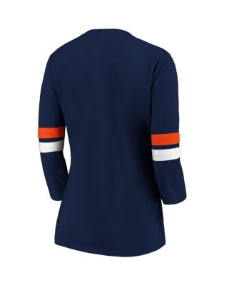Women's Navy/Orange Denver Broncos Iconic Stripe 3/4 Sleeve T-Shirt