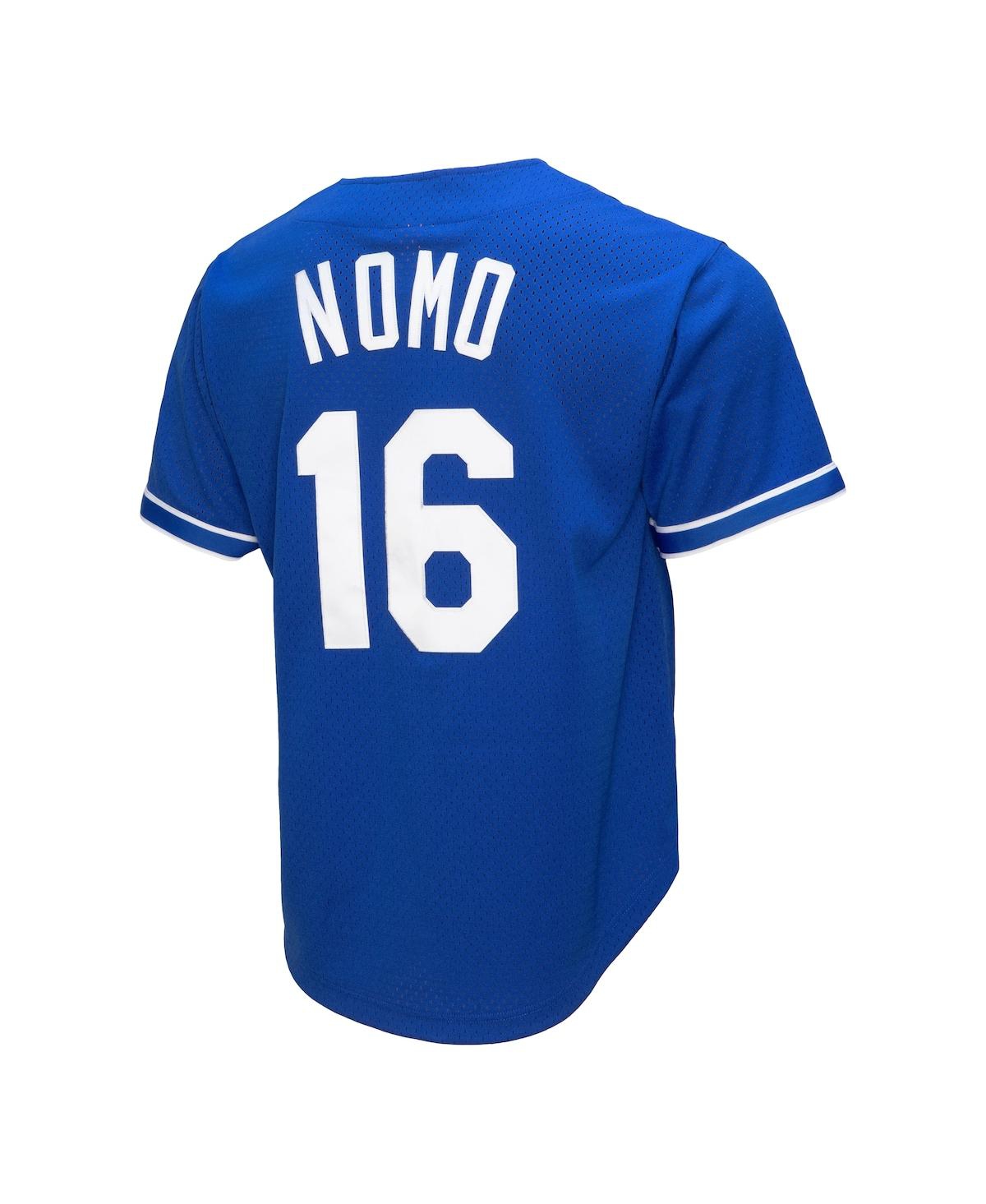 Mitchell & Ness Men's Hideo Nomo Royal Los Angeles Dodgers Cooperstown Collection Mesh Batting Practice Button-Up Jersey