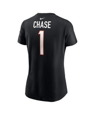 Women's Ja'Marr Chase Black Cincinnati Bengals Player Name Number T-Shirt