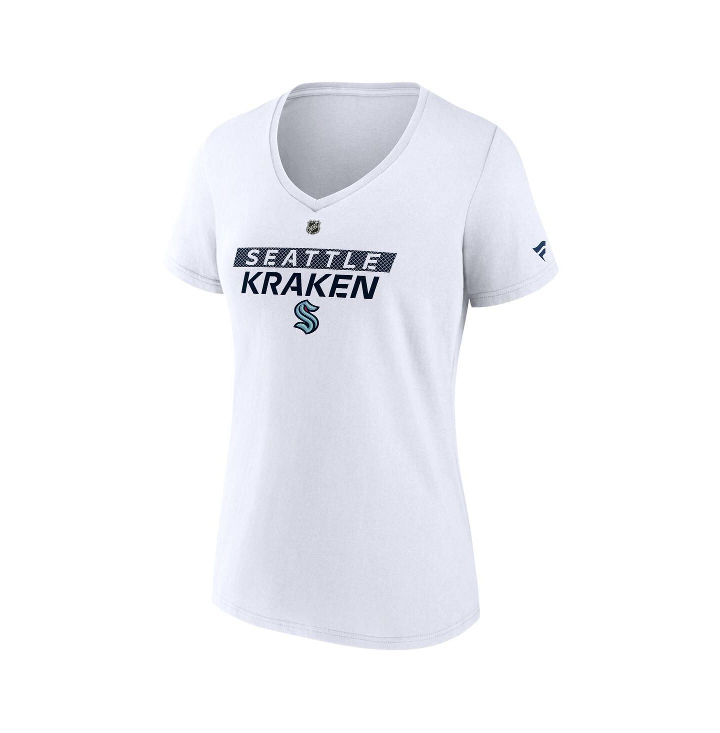 Женская футболка Fanatics White Seattle Kraken Authentic Pro Core Primary V-Neck — фото 2