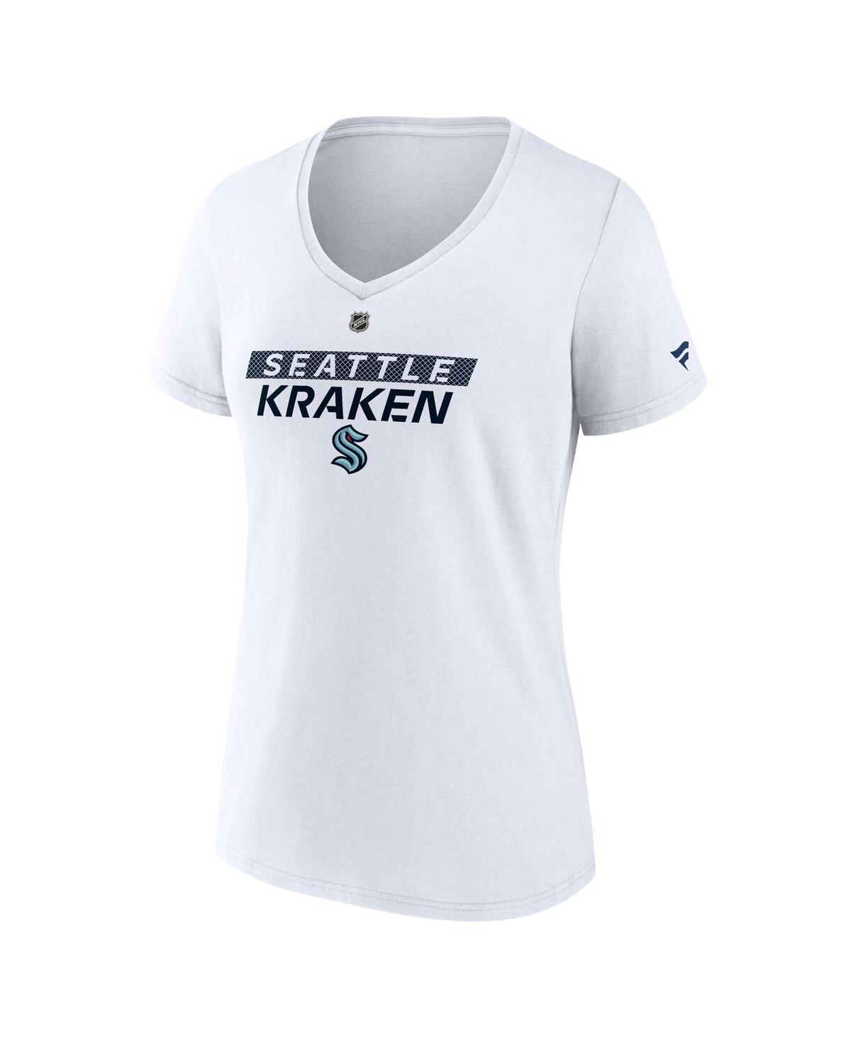 Fanatics Women's White Seattle Kraken Authentic Pro Core Primary V-neck T-shirt In White