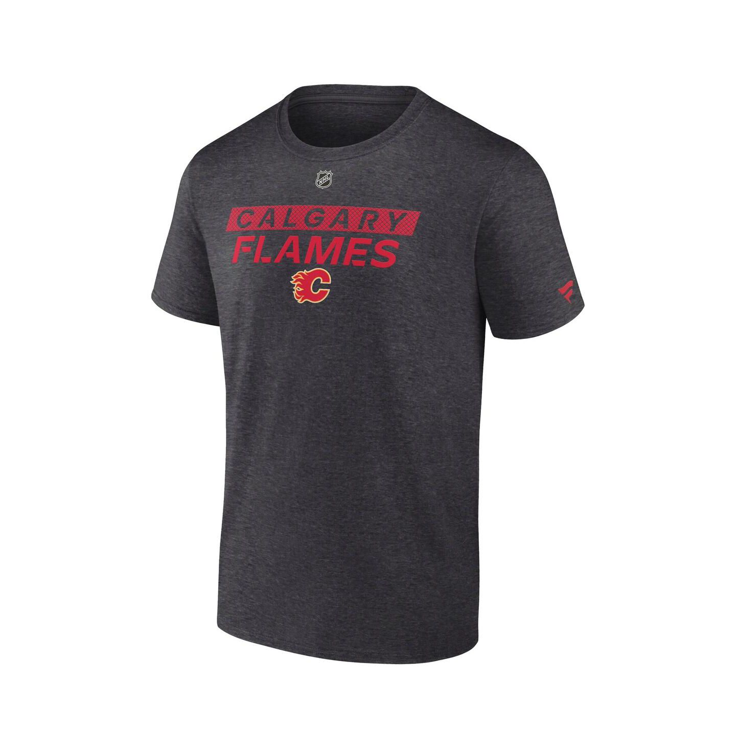 Мужская футболка Fanatics Heather Charcoal Calgary Flames Authentic Pro Core Primary — фото 3