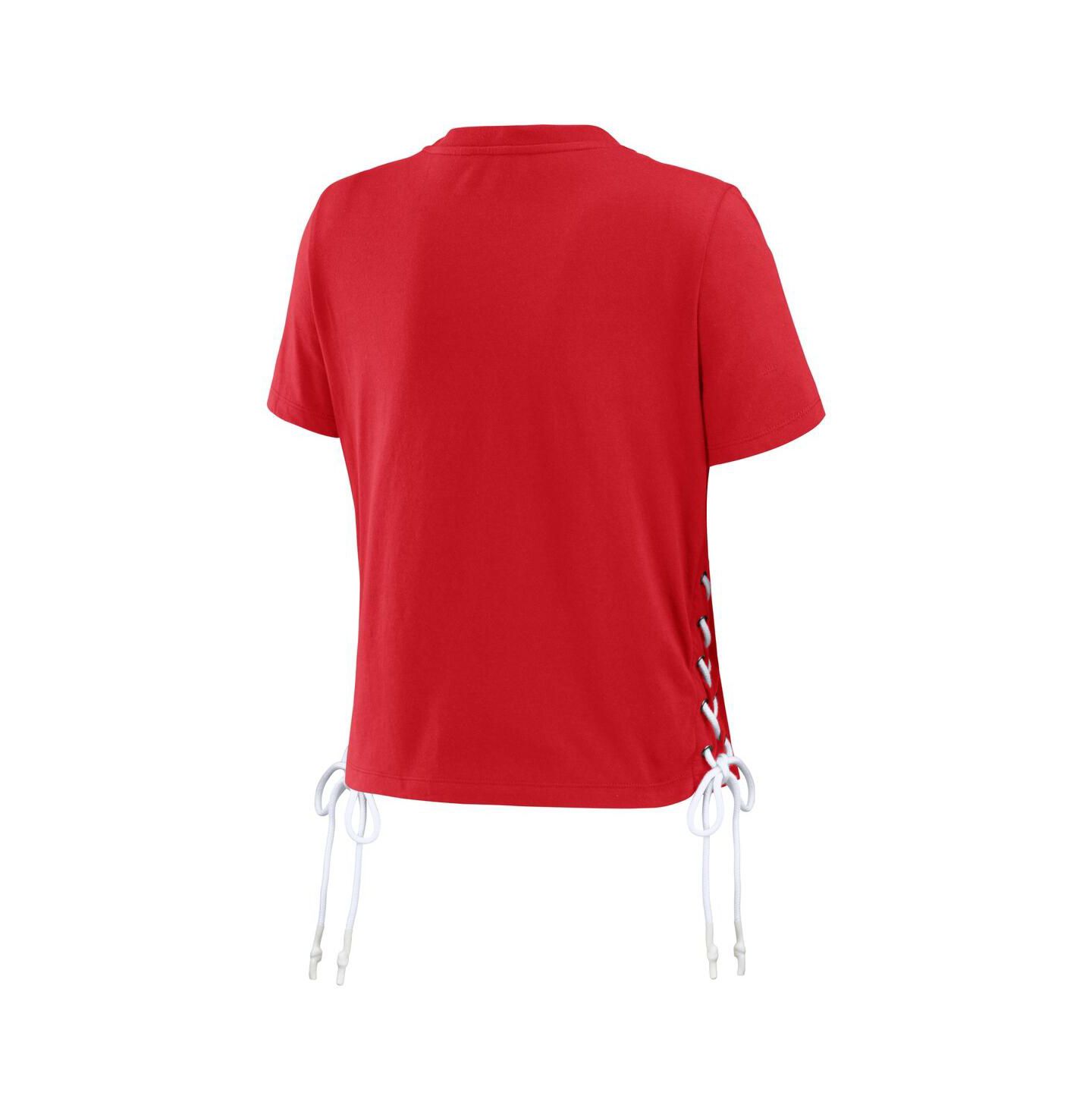 Женская футболка WEAR by Erin Andrews Red St. Louis Cardinals Side Lace-Up Cropped — фото 3
