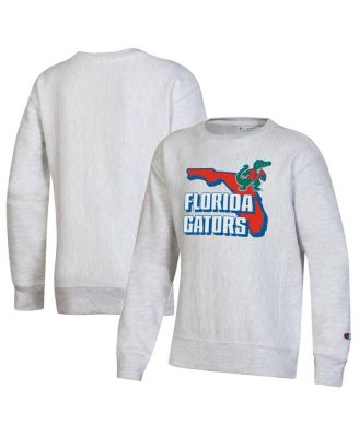 Champion - Big Boys and Girls Heather Gray Florida Gators Reverse Weave Pullover Sweatshirt