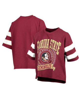 Pressbox - Women's Garnet Florida State Seminoles Emily Sleeve Stripe Slub T-Shirt