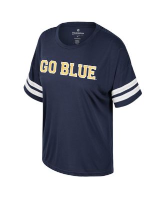 Women's Navy Michigan Wolverines Treasure Oversized Sequin T-Shirt