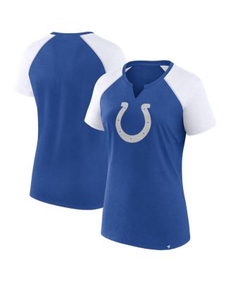 Fanatics - Women's Royal/White Indianapolis Colts Glittered Primary Raglan T-Shirt