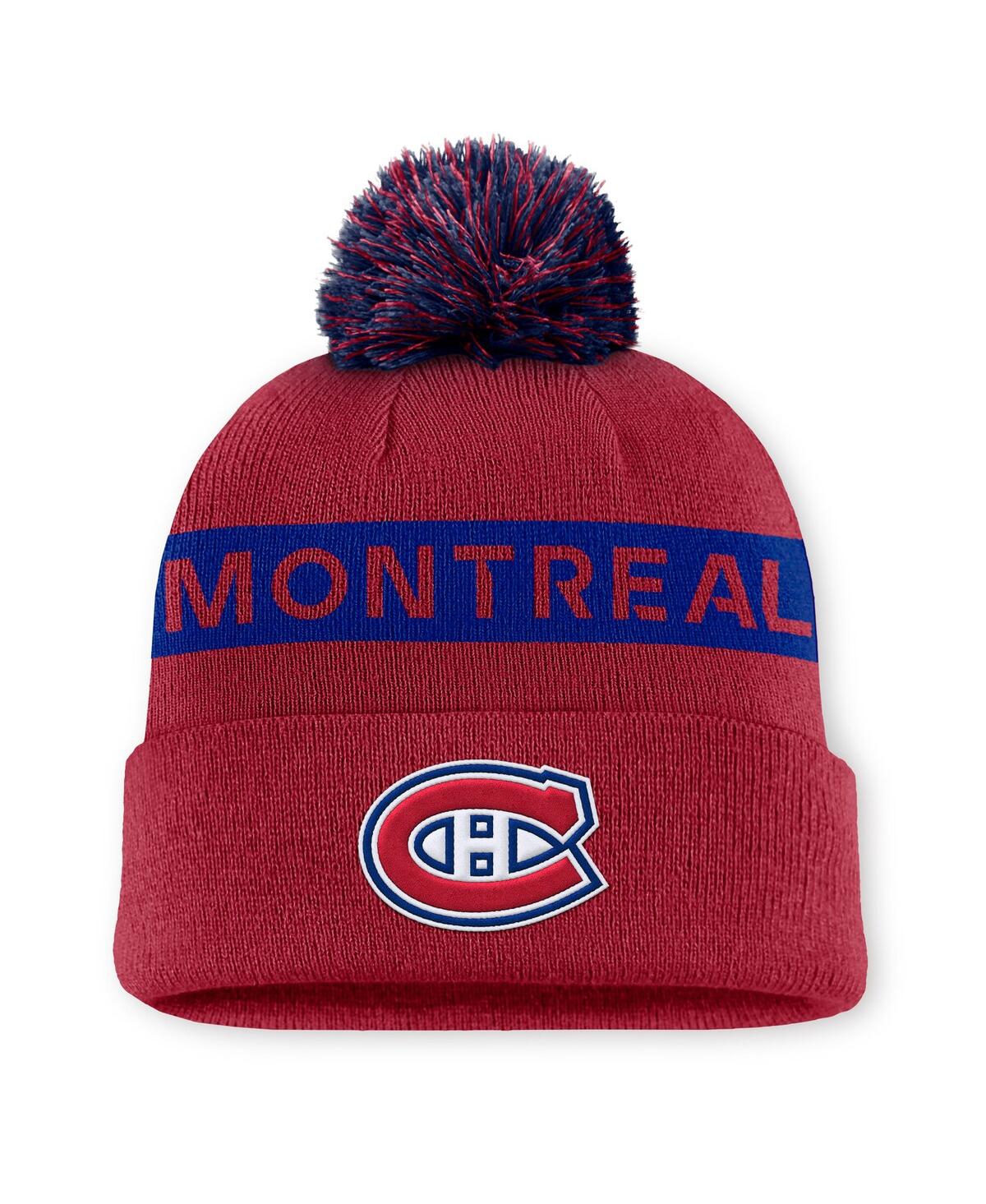 Fanatics Women's Red/navy Montreal Canadiens Authentic Pro Rink Cuffed Pom With Knit Hat In Multi