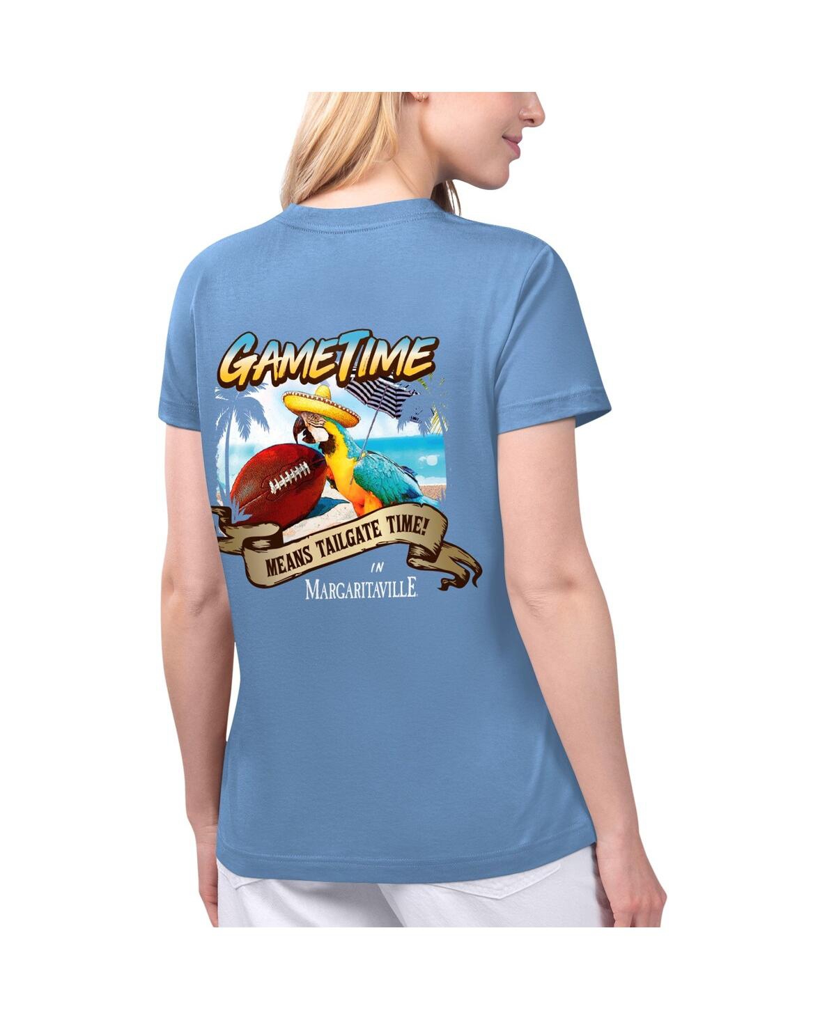 Margaritaville Women's Blue Jacksonville Jaguars Game Time V-neck T-shirt In Blue