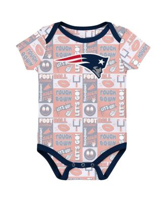 Baby Boys and Girls 3-Pack New England Patriots Play Day Bodysuit Set