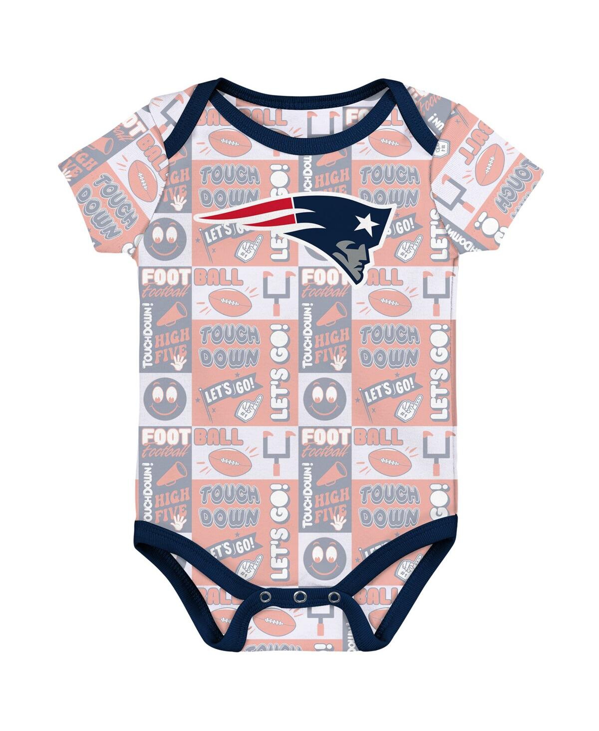 Outerstuff Baby Boys And Girls 3-pack New England Patriots Play Day Bodysuit Set In Multi
