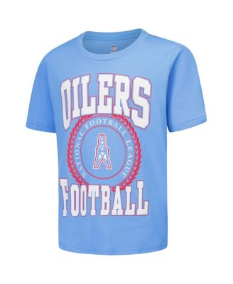 Big Boys and Girls Light Blue Tennessee Titans Oilers Throwback Stitched Up Retro Logo T-Shirt