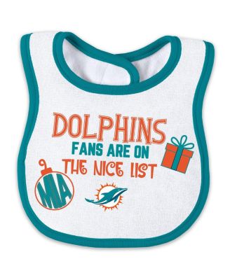 2-Piece Baby Boys and Girls Miami Dolphins Allover Print Full-Zip Sleeper and Bib Set