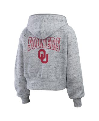 Women's Heather Gray Oklahoma Sooners Wear Speckle Double-Hit Raglan Full-Zip Hoodie