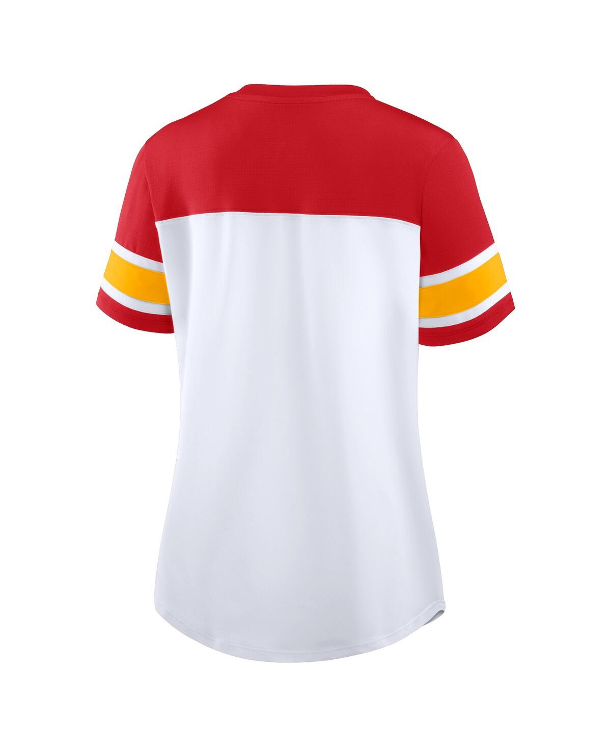 Fanatics Women's White/red Kansas City Chiefs Athena Lace-up V-neck T-shirt In Multi