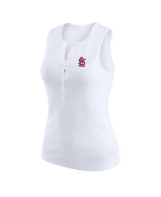 Women's White St. Louis Cardinals Rib-Knit Henley Tank Top
