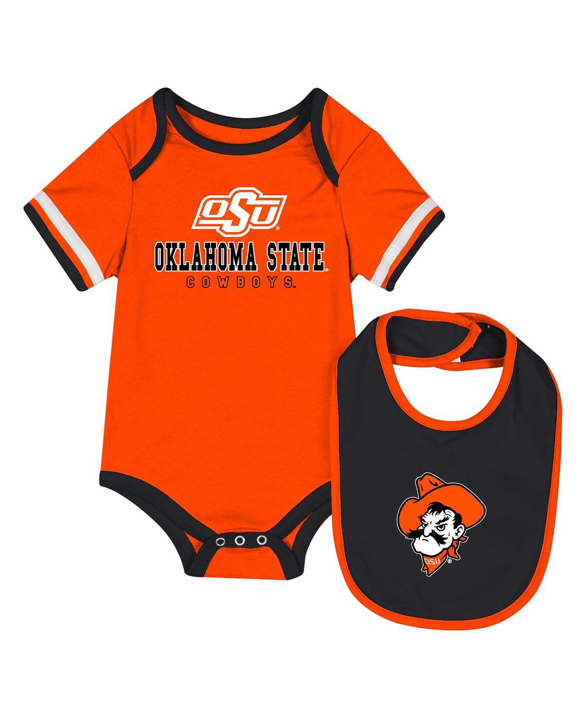 Colosseum Baby Boys And Girlsâ 2-piece Orange Oklahoma State Cowboys Bodysuit And Bib Set In Orange