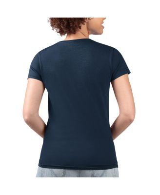 Women's Navy Seattle Mariners Super-Slim Fit Lightweight Flowers Graphic V-Neck T-Shirt