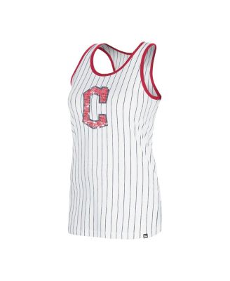 Women's White Cleveland Guardians Gameday Pinstripe Tank Top