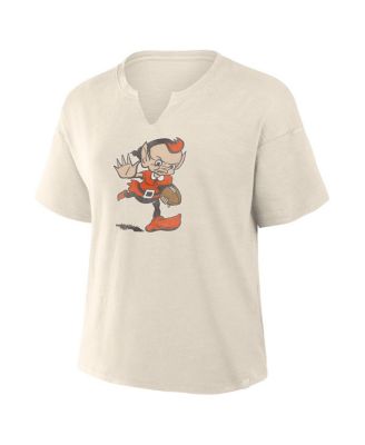 Women's Cream Cleveland Browns Trick Play Slub Boxy T-Shirt