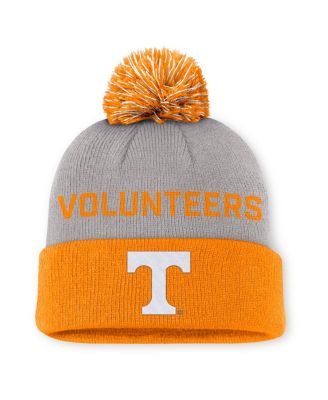 Nike - Men's Gray/Tennessee Orange Tennessee Volunteers Primetime Peak Cuffed Knit Hat with Pom