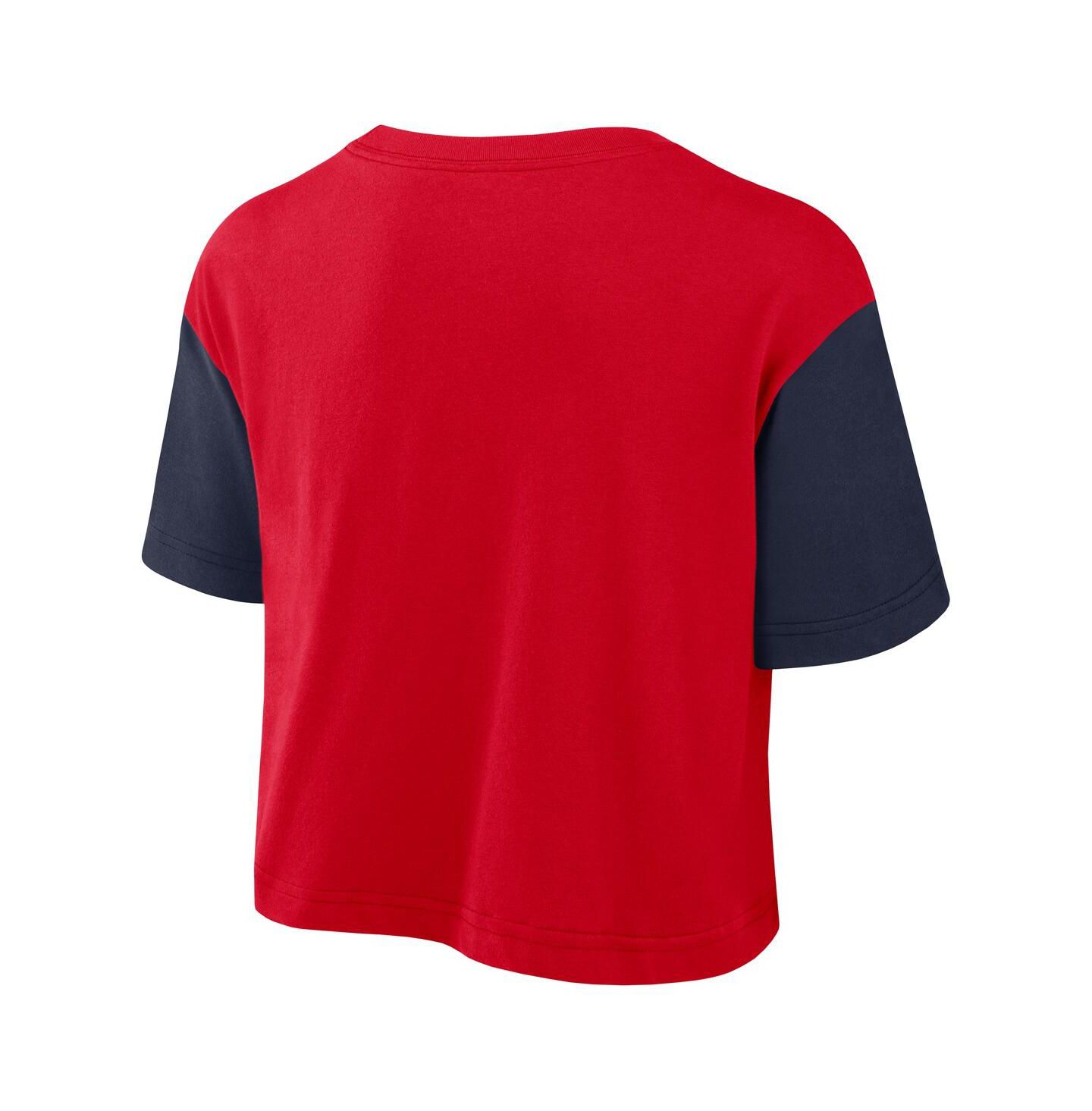 Женская футболка Nike Red/Navy Arizona Wildcats Color Block Script Performance Cropped — фото 2