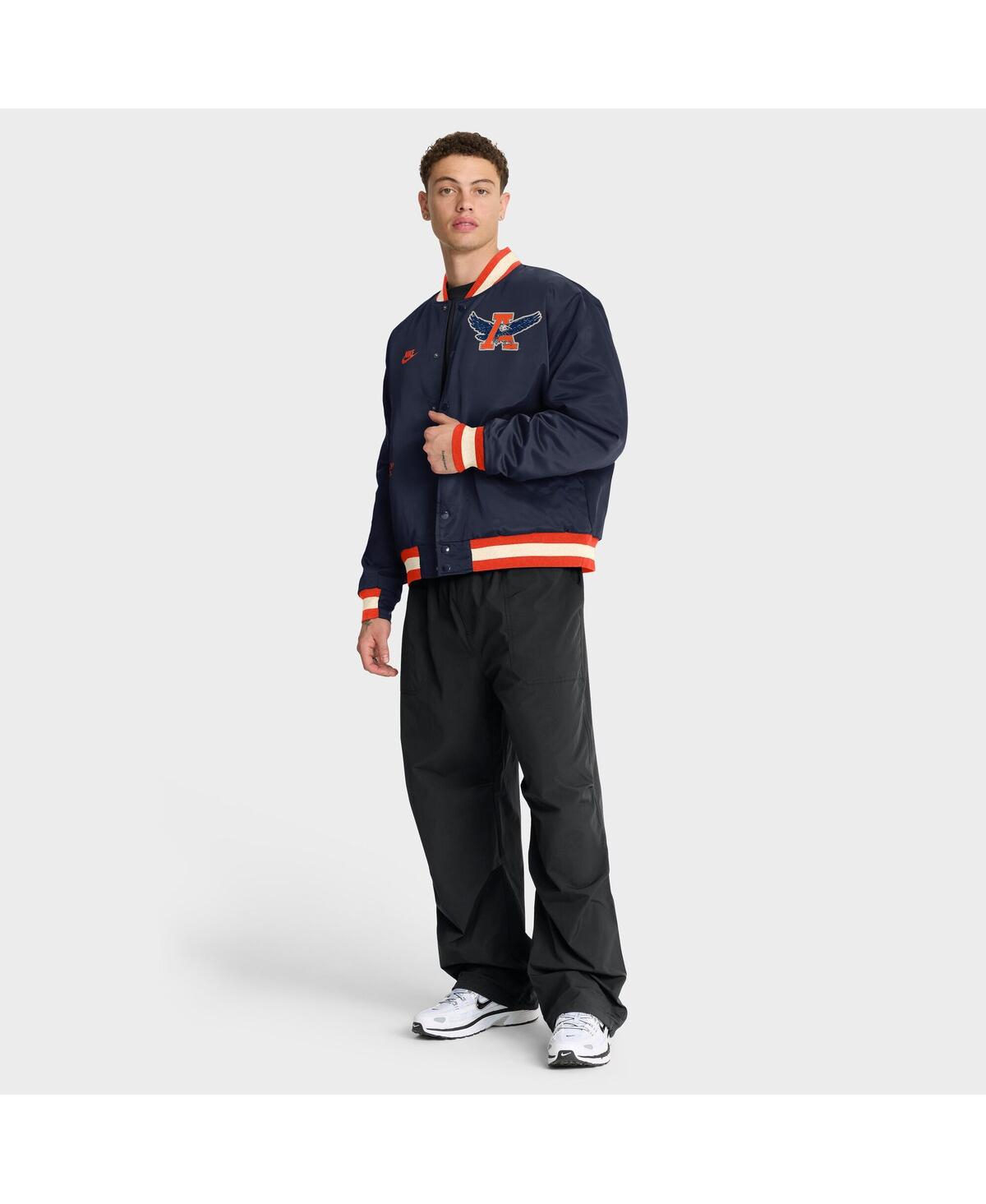 Nike Auburn Legacy  Men's College Full-snap Bomber Jacket In Blue