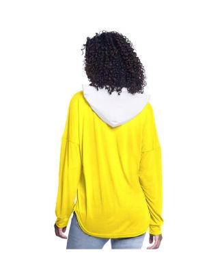 Women's Gold Utah Jazz Bench Player Oversized Long Sleeve Hooded Top