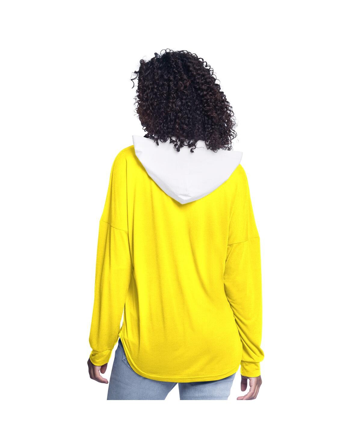 G-iii 4her By Carl Banks Women's Gold Utah Jazz Bench Player Oversized Long Sleeve Hooded Top In Yellow