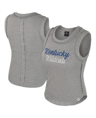 Colosseum - Women's Heather Gray Kentucky Wildcats Beach You Ribbed Tri-Blend Tank Top