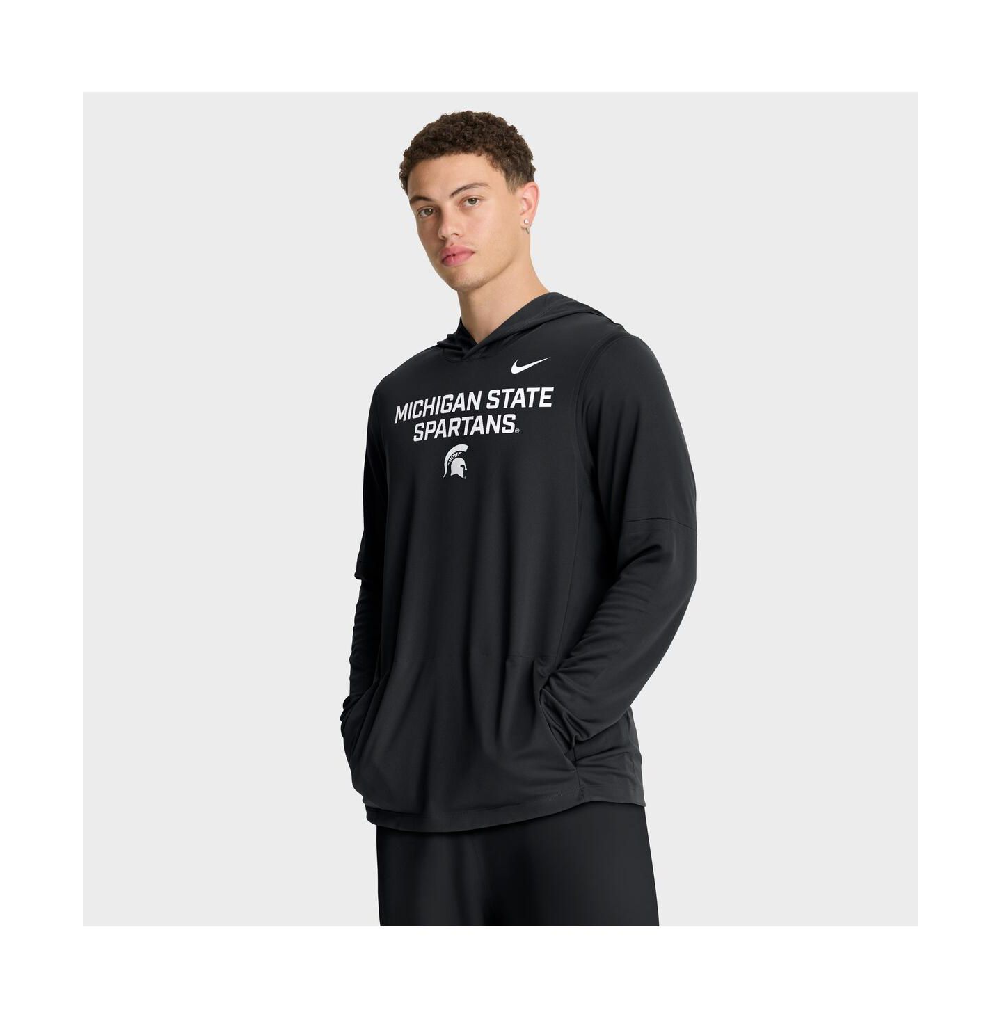 Мужское худи Nike Black Michigan State Spartans 2025 Sideline Performance Long Sleeve T-Shirt — фото 1