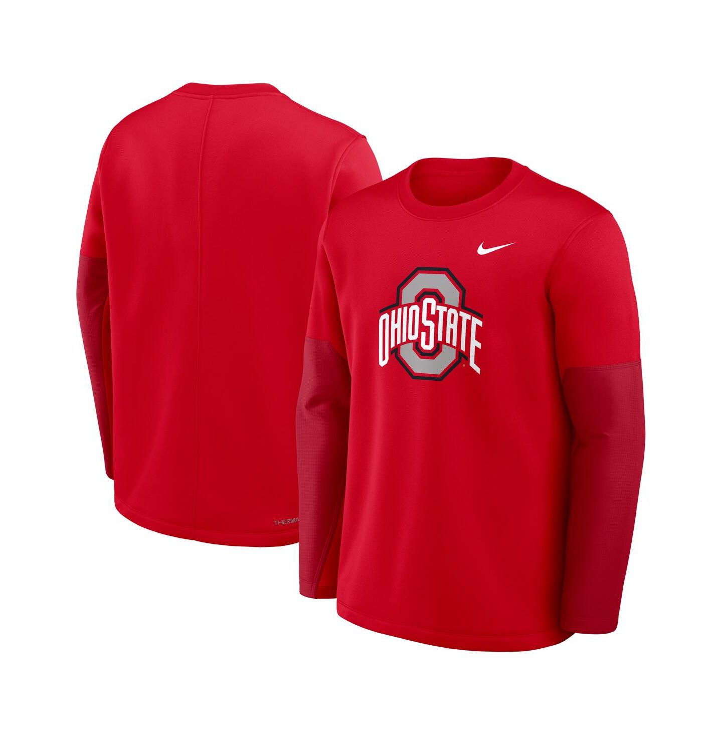 Мужская футболка Nike Scarlet Ohio State Buckeyes 2025 Sideline Coach Performance Long Sleeve — фото 5