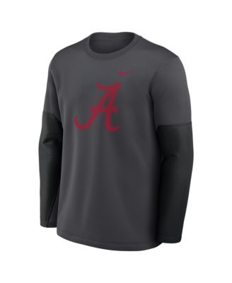 Men's Anthracite Alabama Crimson Tide 2025 Sideline Coach Performance Long Sleeve T-Shirt
