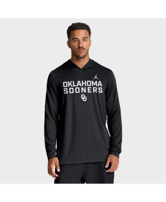 Jordan - Men's Black Oklahoma Sooners 2025 Sideline Performance Long Sleeve Hoodie T-Shirt