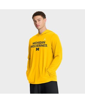 Jordan - Men's Maize Michigan Wolverines 2025 Sideline Performance Long Sleeve Hoodie T-Shirt