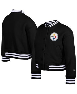 New Era - Big Boys and Girls Black Pittsburgh Steelers Chenille Applique Fleece Full-Snap Jacket