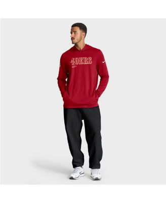 Men's Scarlet San Francisco 49ers Big Tall Sideline Performance Long Sleeve Hoodie T-Shirt