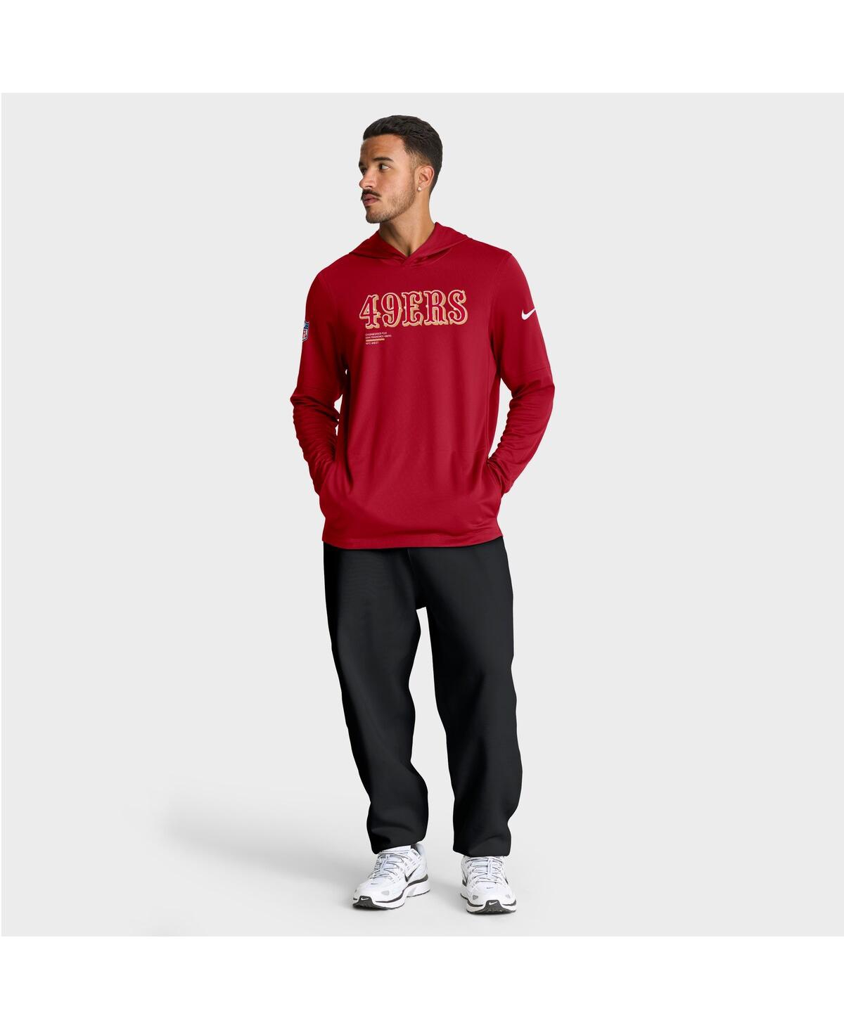 Nike Scarlet San Francisco 49ers Sideline Pure Fury Performance Long Sleeve Hoodie T-shirt In Red