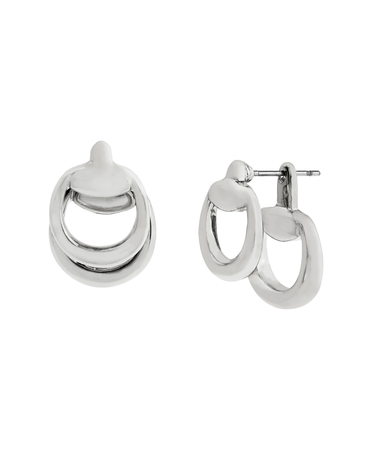 Steve Madden Rhodium Collegiate C Link Earrings In Silver