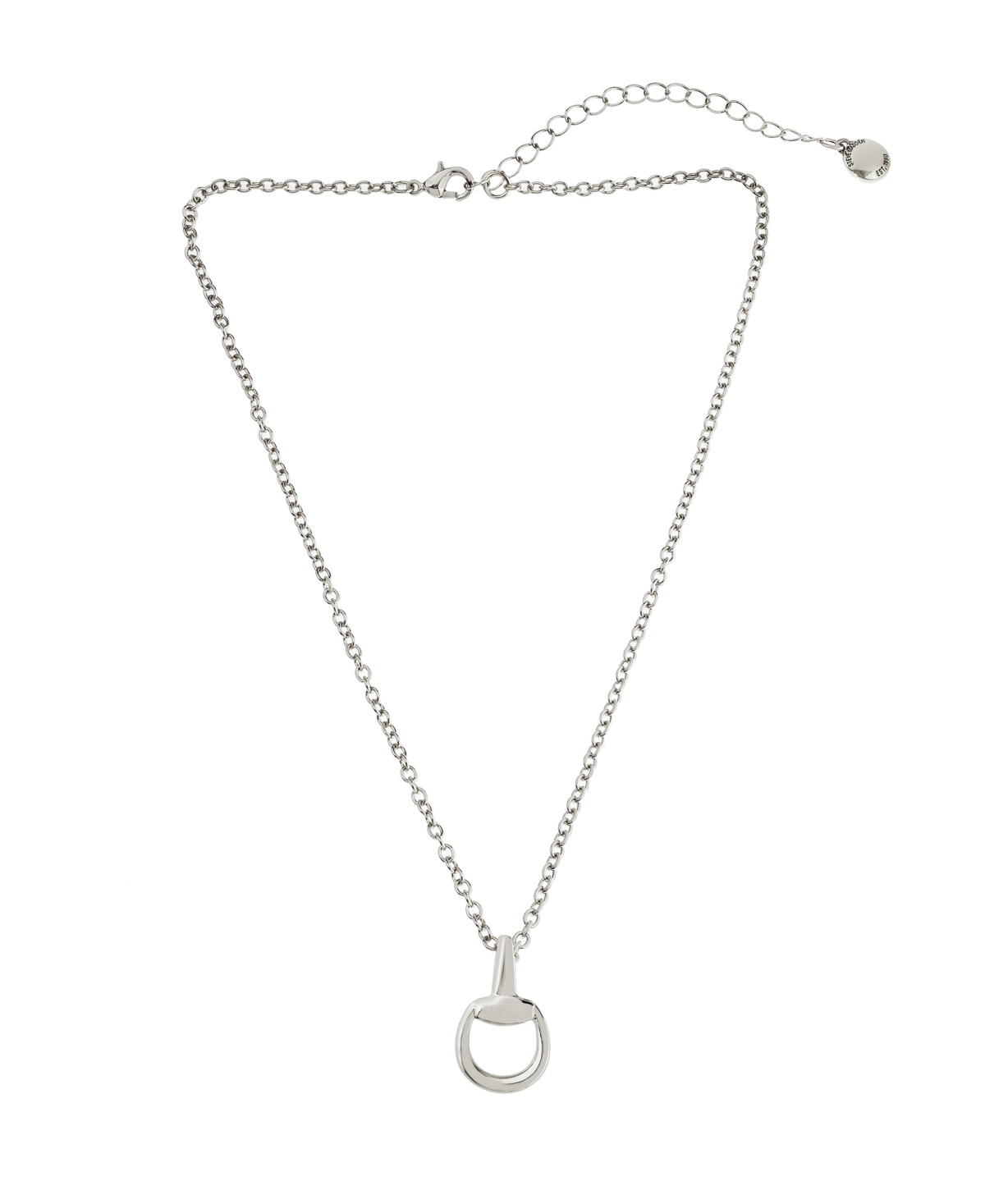 Steve Madden Rhodium Collegiate Link Pendant Necklace In Silver