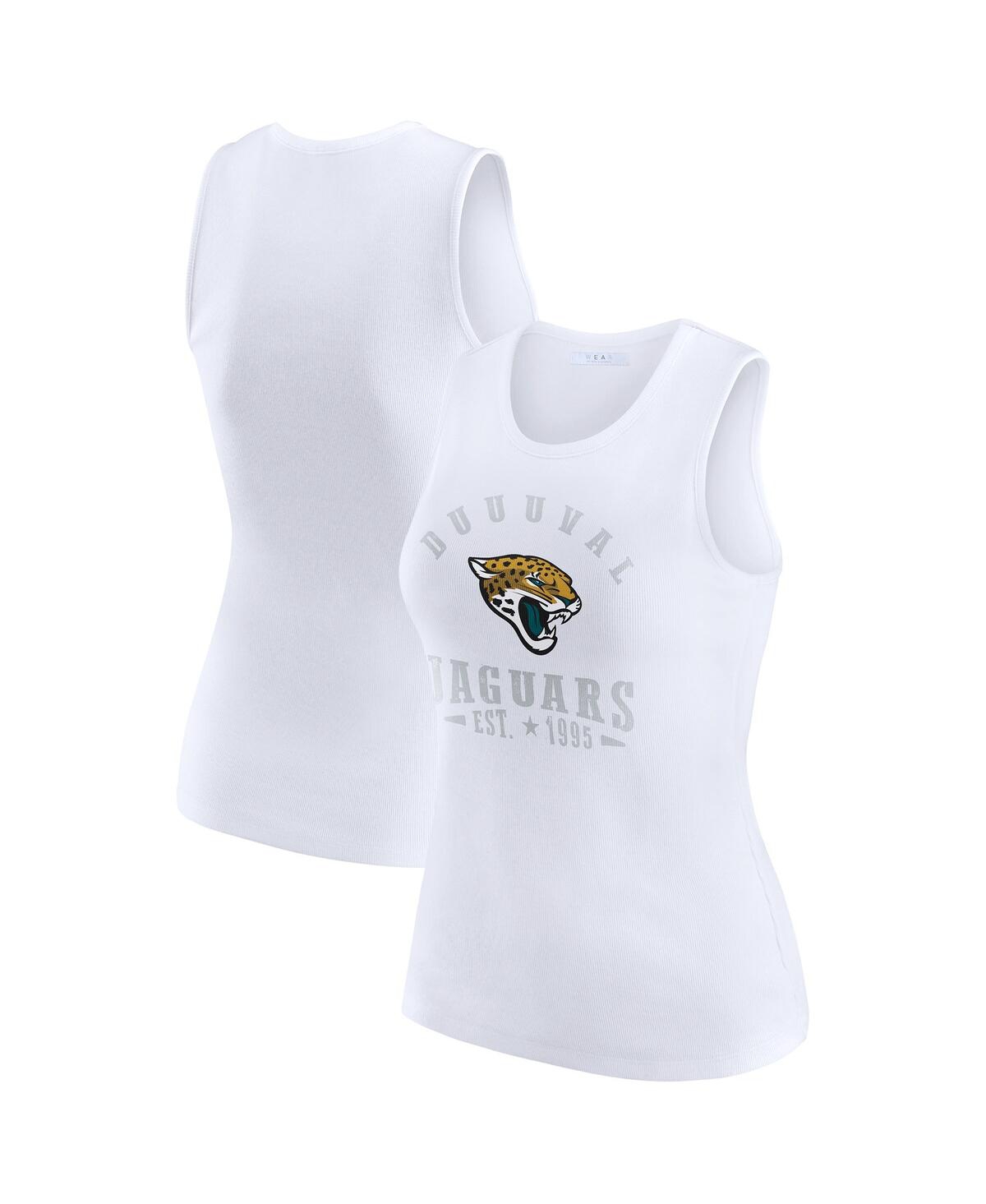 Wear By Erin Andrews White Jacksonville Jaguars Ribbed Graphic Tank Top In White