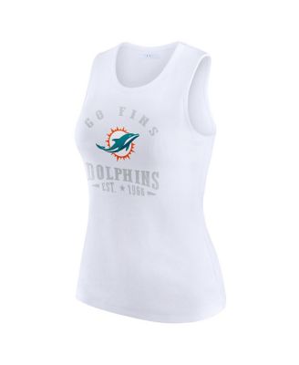 Women's White Miami Dolphins Ribbed Graphic Tank Top