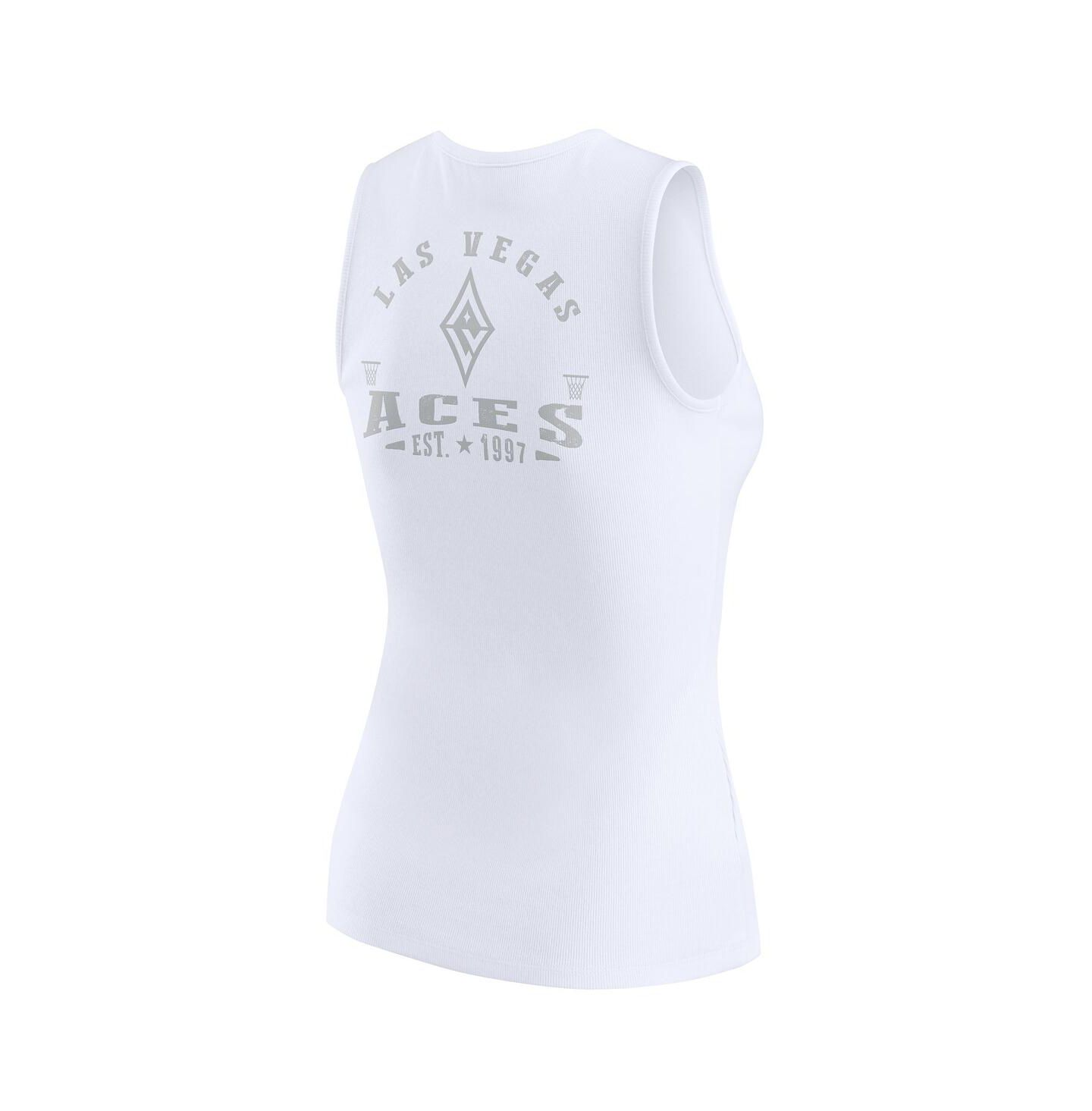 Женский топ WEAR by Erin Andrews White Las Vegas Aces Rib-Knit Henley — фото 2
