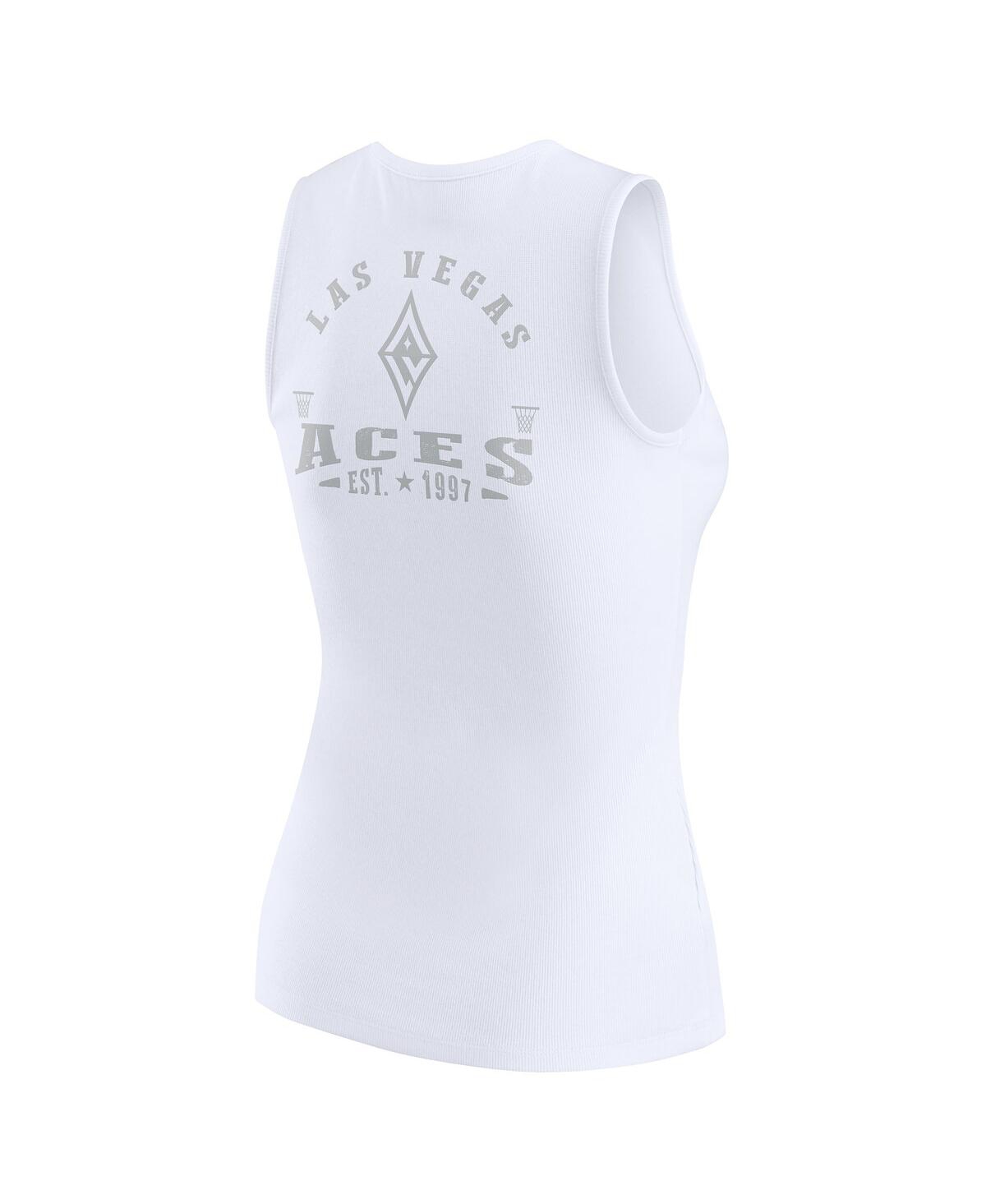 Wear By Erin Andrews Women's White Las Vegas Aces Rib-knit Henley Tank Top In White