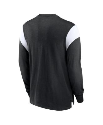 Men's Heather Black Oakland Raiders Rewind Playback Helmet Long Sleeve T-Shirt